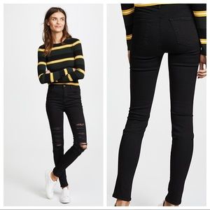 J Brand black high rise distressed skinny jeans